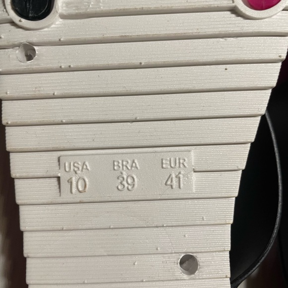 Rubber like black and pink woman sandals size XL (11) RUN A LITTLE SMALL** - Picture 2 of 4